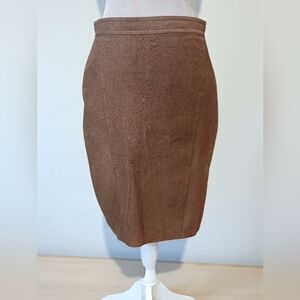 Vtg Tarrazia 100% Leather Pencil Skirt Brown 13/ 14 Cowgirl Womans Large